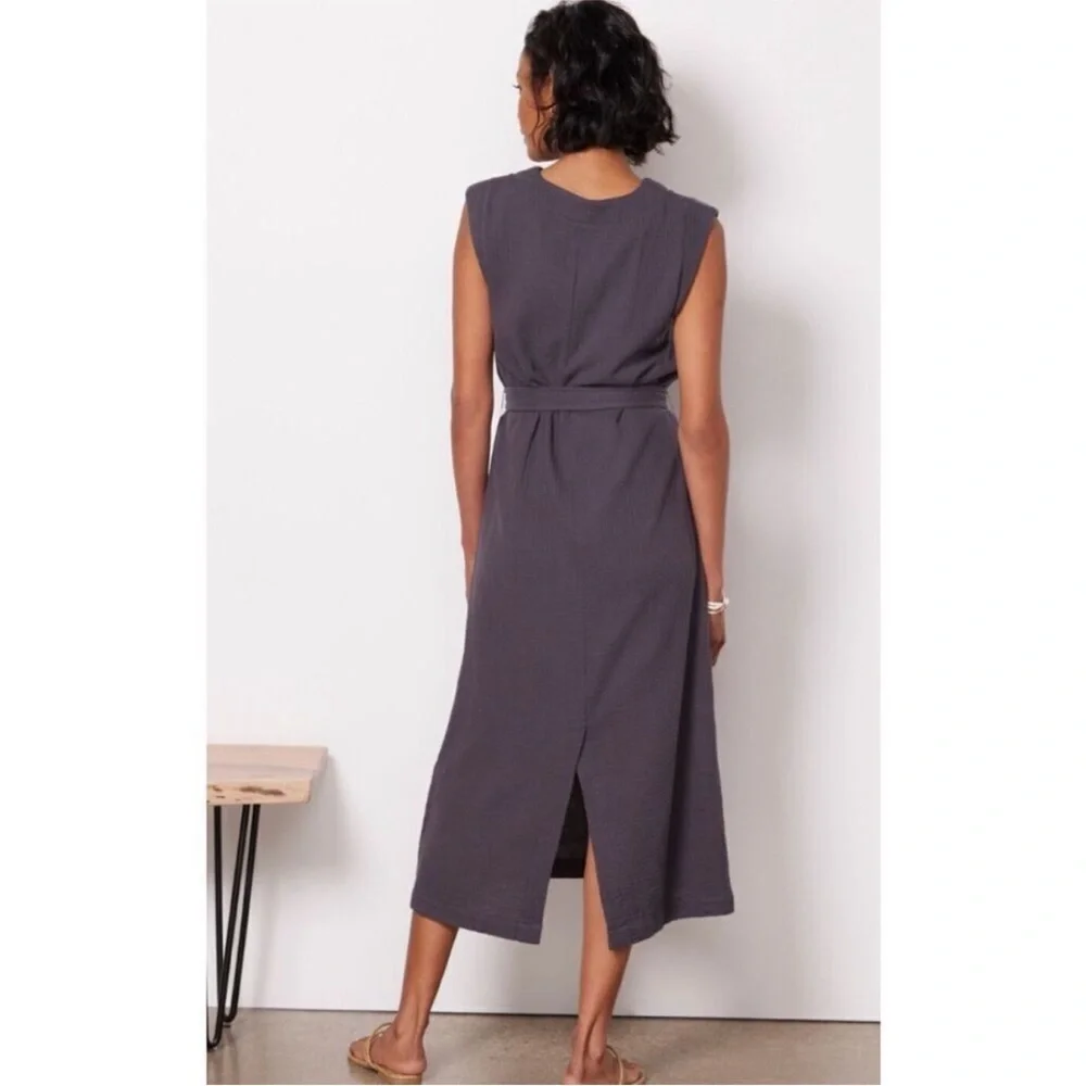 Faherty Dress Dream Costa Midi Cotton Gauze in Grey